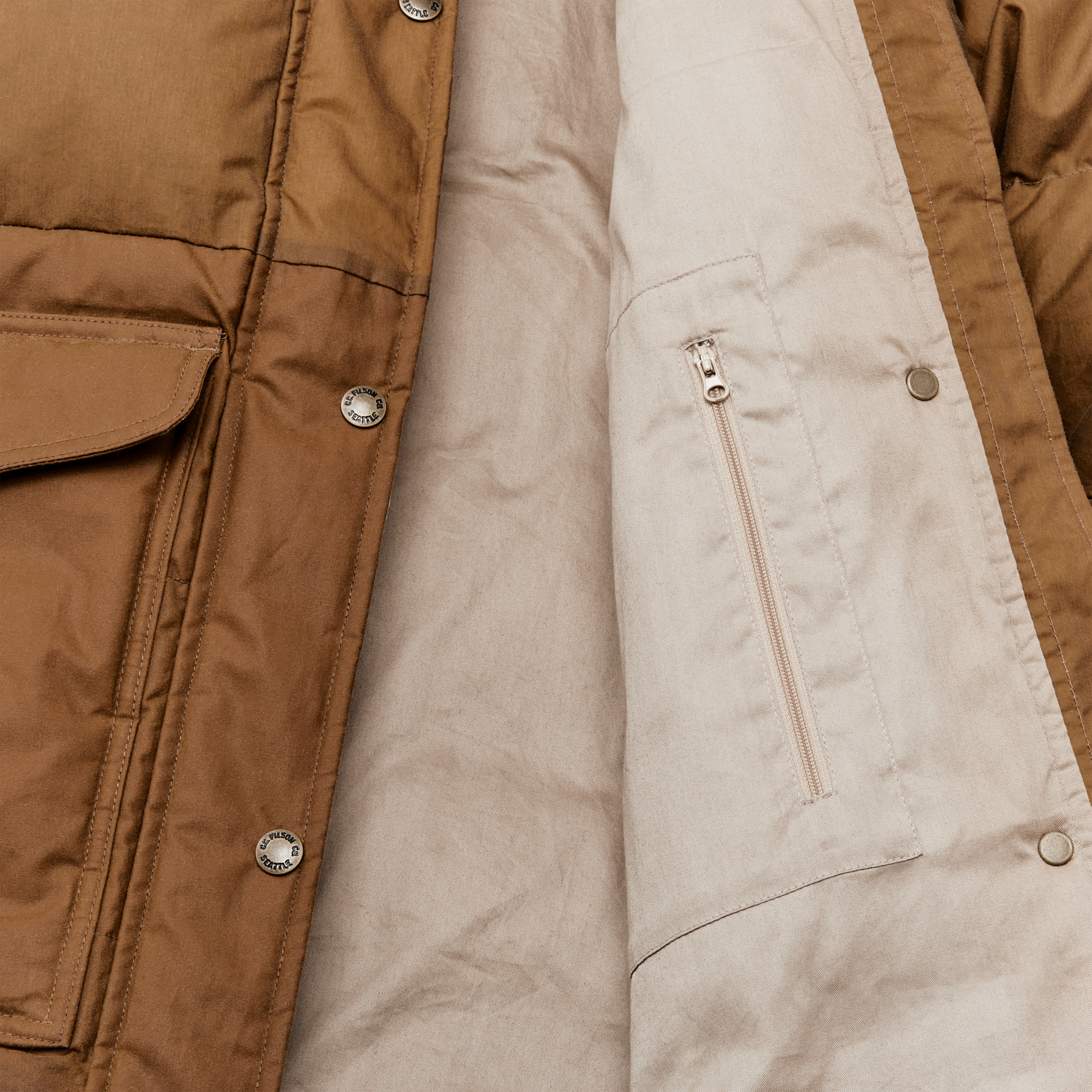 Women's Waxed Down Parka - Dark Tan - Image 6