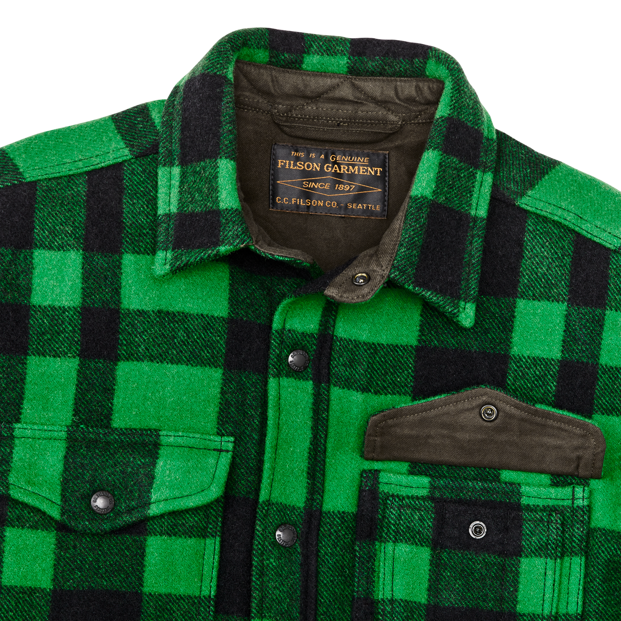 Lined Mackinaw Wool Jac Shirt - Acid Green / Black Heritage Plaid X - Image 4