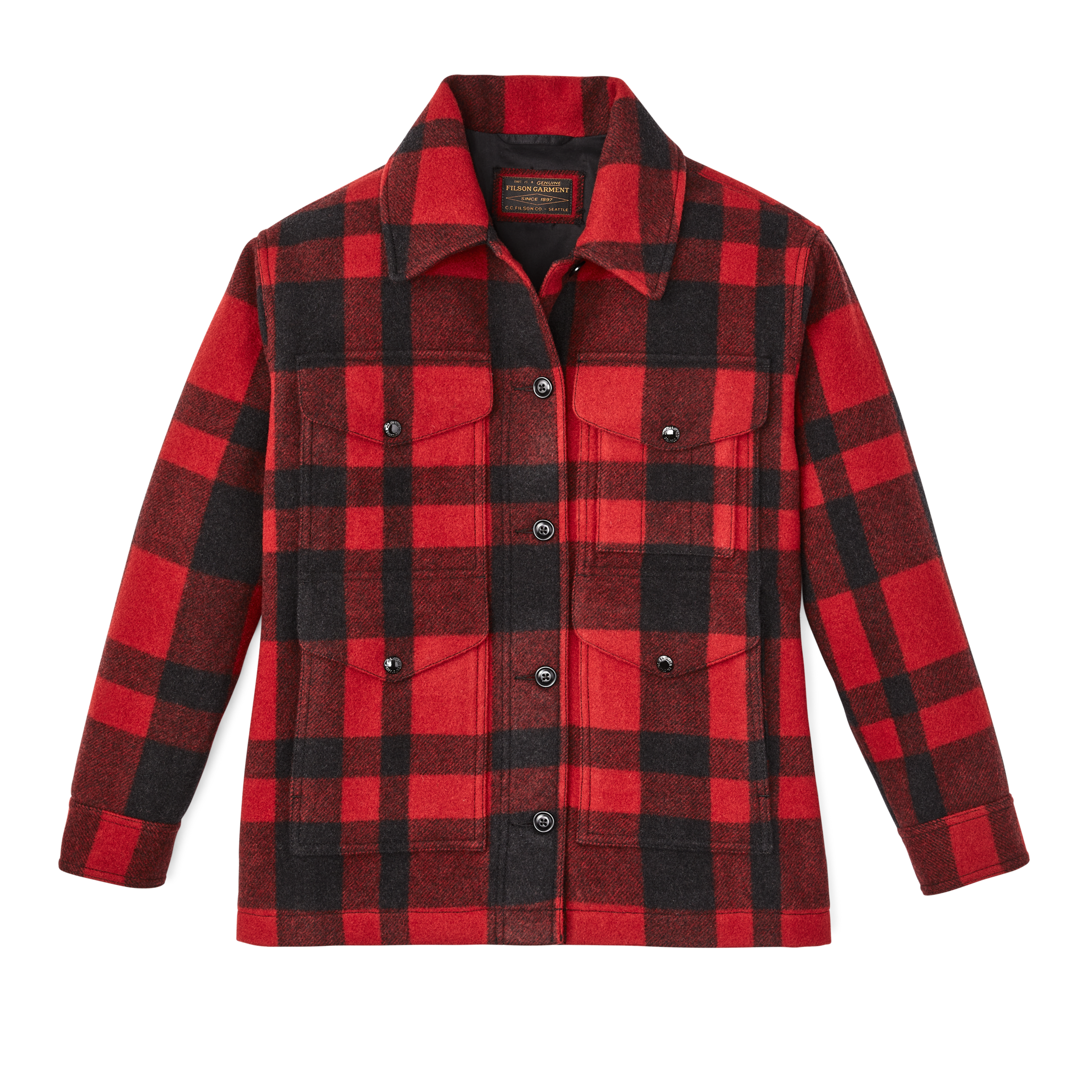 Women's Mackinaw Wool Cruiser Jacket - Red / Black Plaid