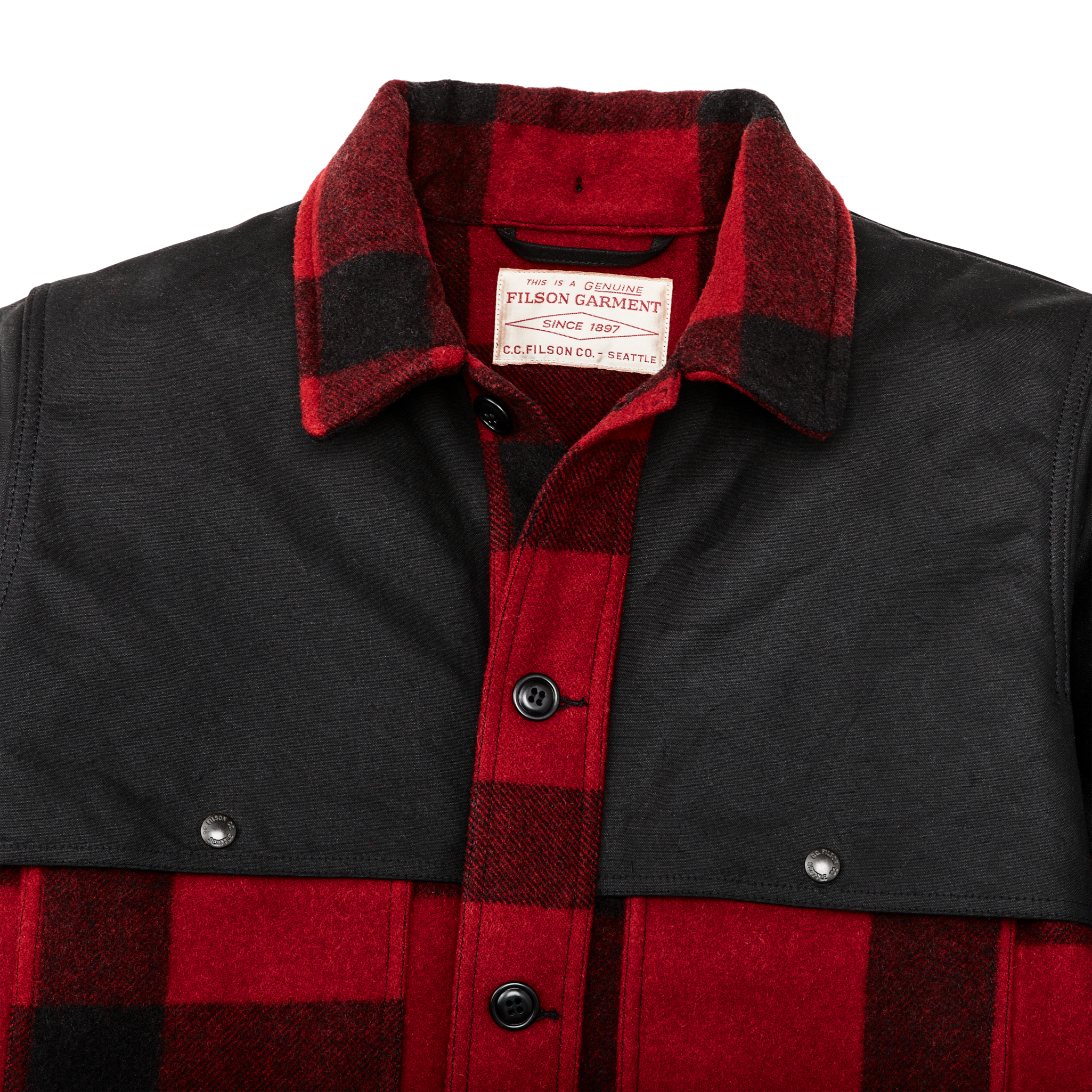 Mackinaw Wool Double Coat - Red Black Classic Plaid - Image 4