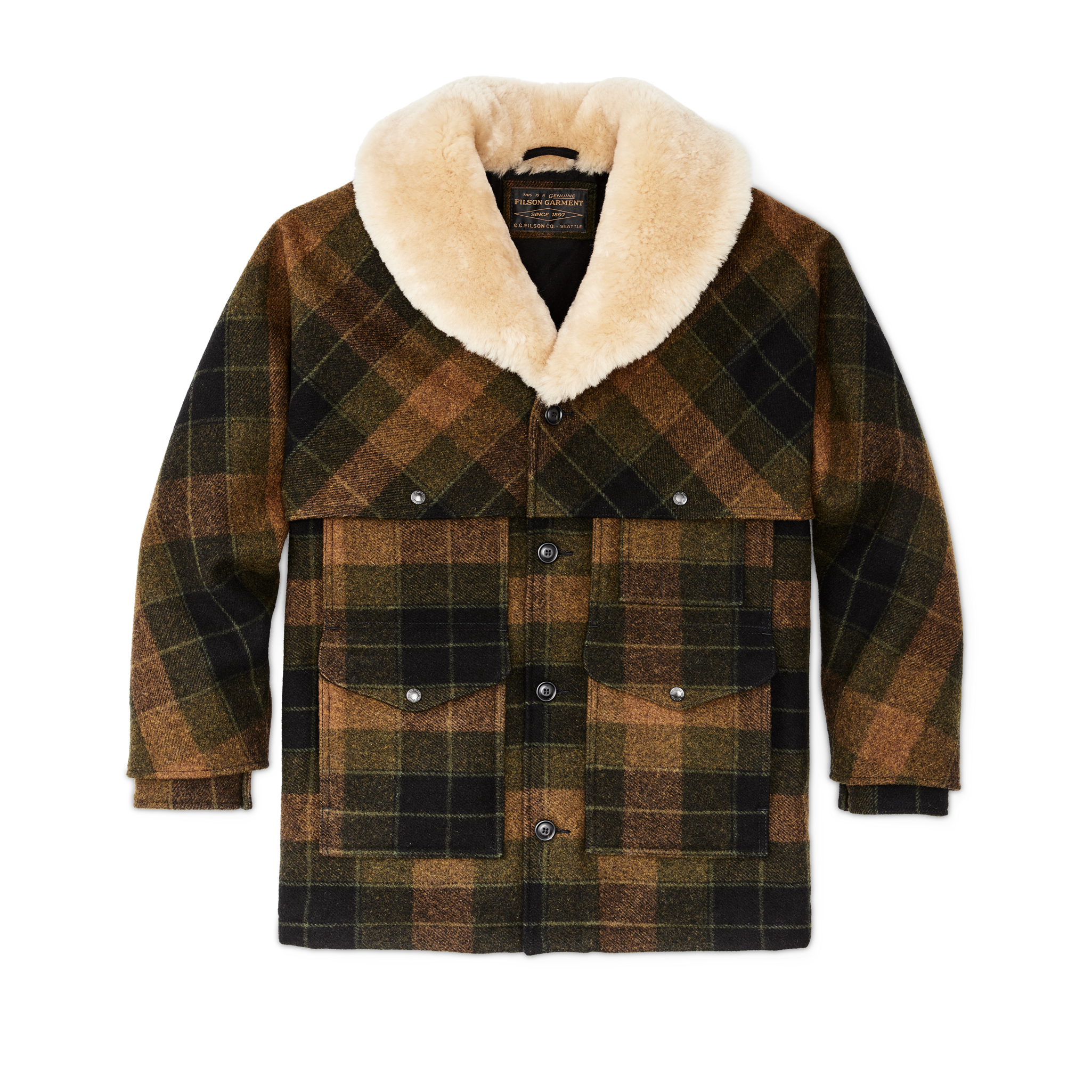 Lined Mackinaw Wool Packer Coat - Loden Heather Plaid