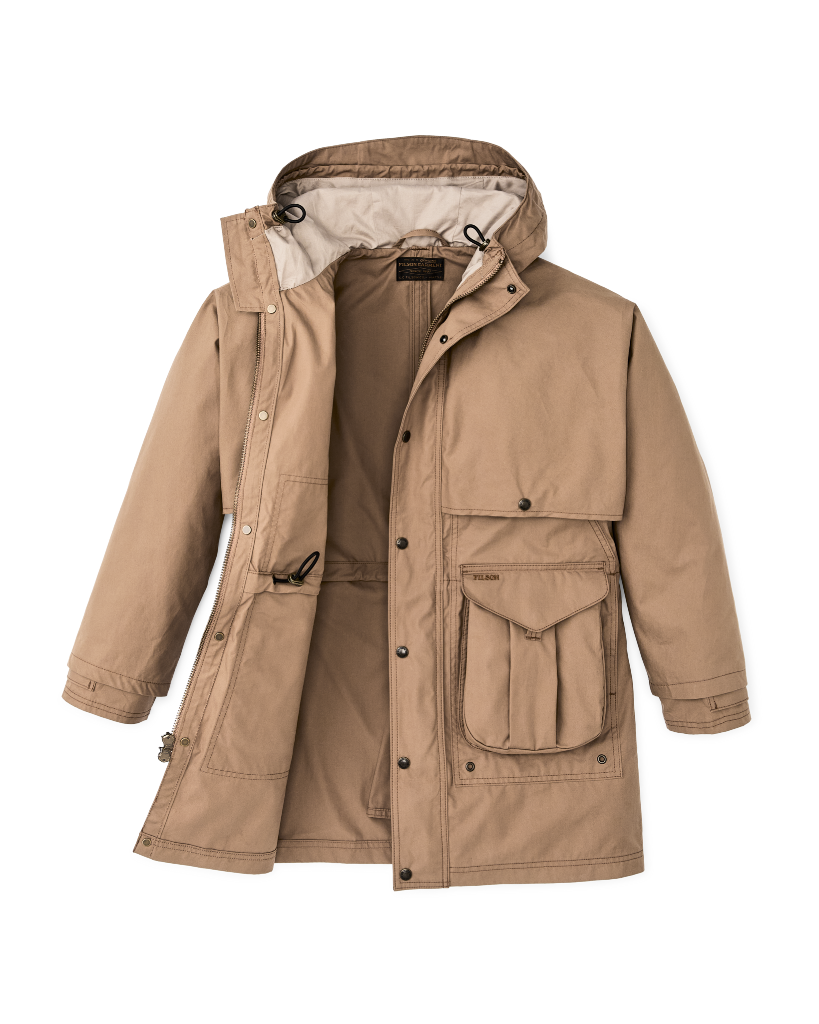 Women's Aviator Cloth Long Raincoat - Dark Tan - Image 10