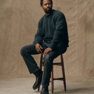 3-gauge Alpaca Blend Sweater - Black Heather