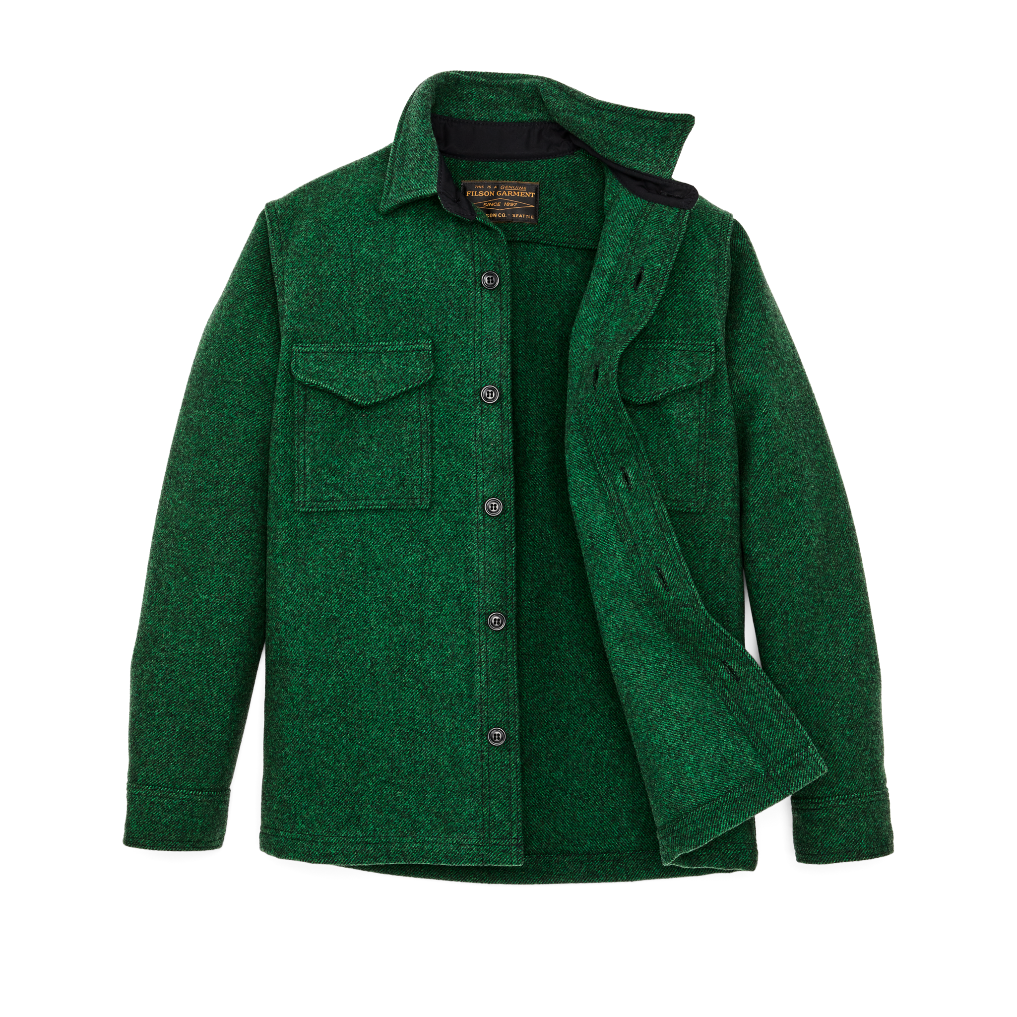 Mackinaw Wool Jac-shirt - Kelly Green / Black Twill - Image 3