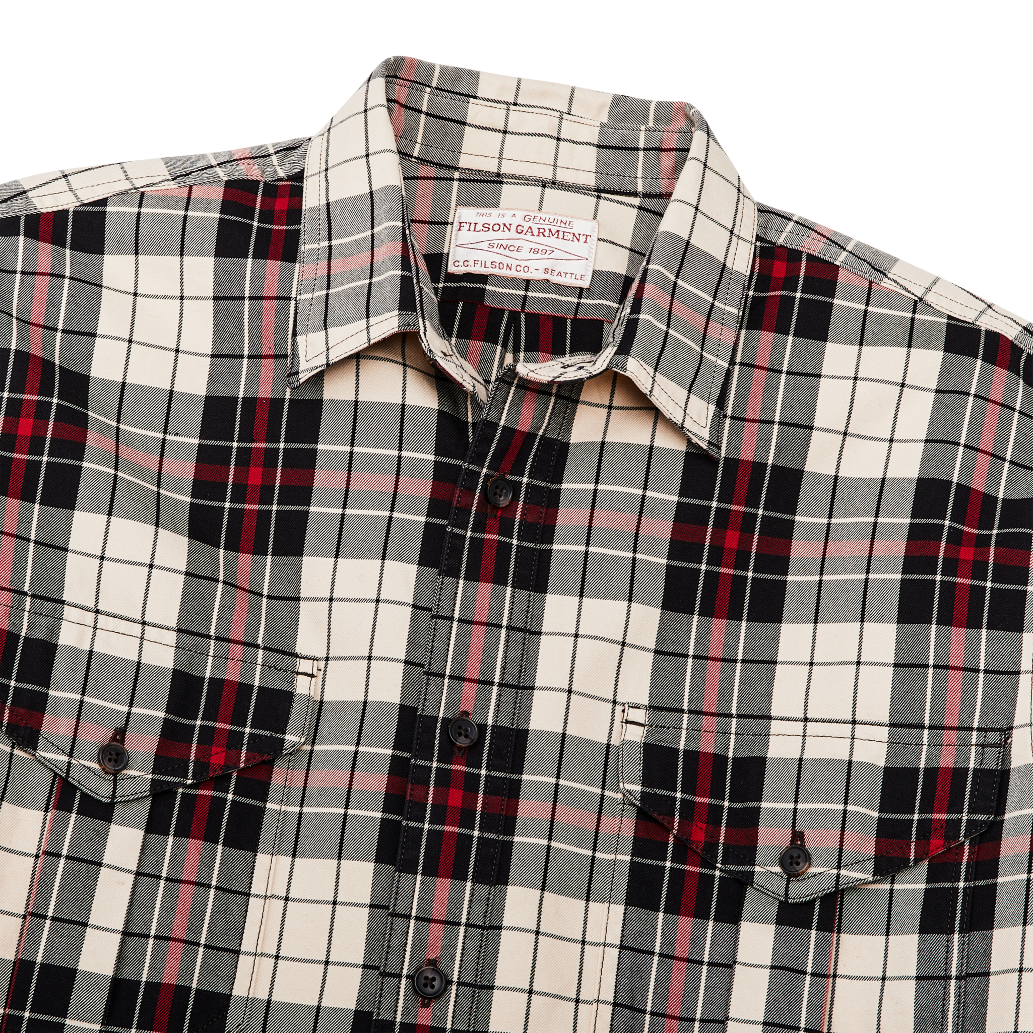 Lightweight Alaskan Guide Shirt - Off White Black Red - Image 4