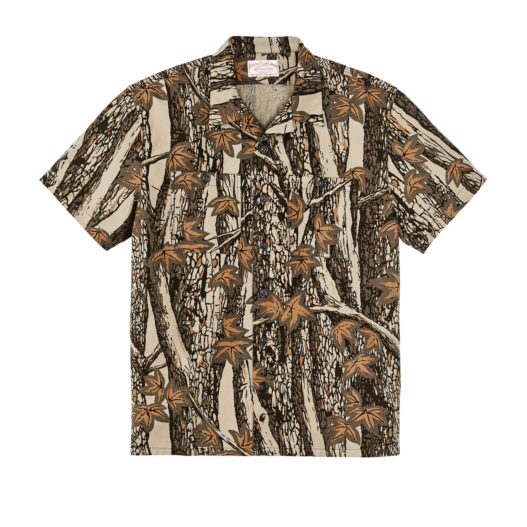 Rustic Short Sleeve Camp Shirt - Maple Bark Camo / Tan