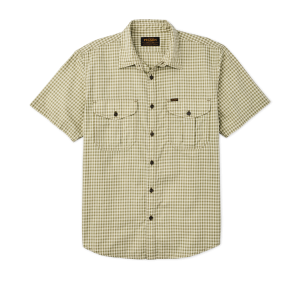 Filson's Washed Short Sleeve Feather Cloth Shirt - Green / Ivory Gingham