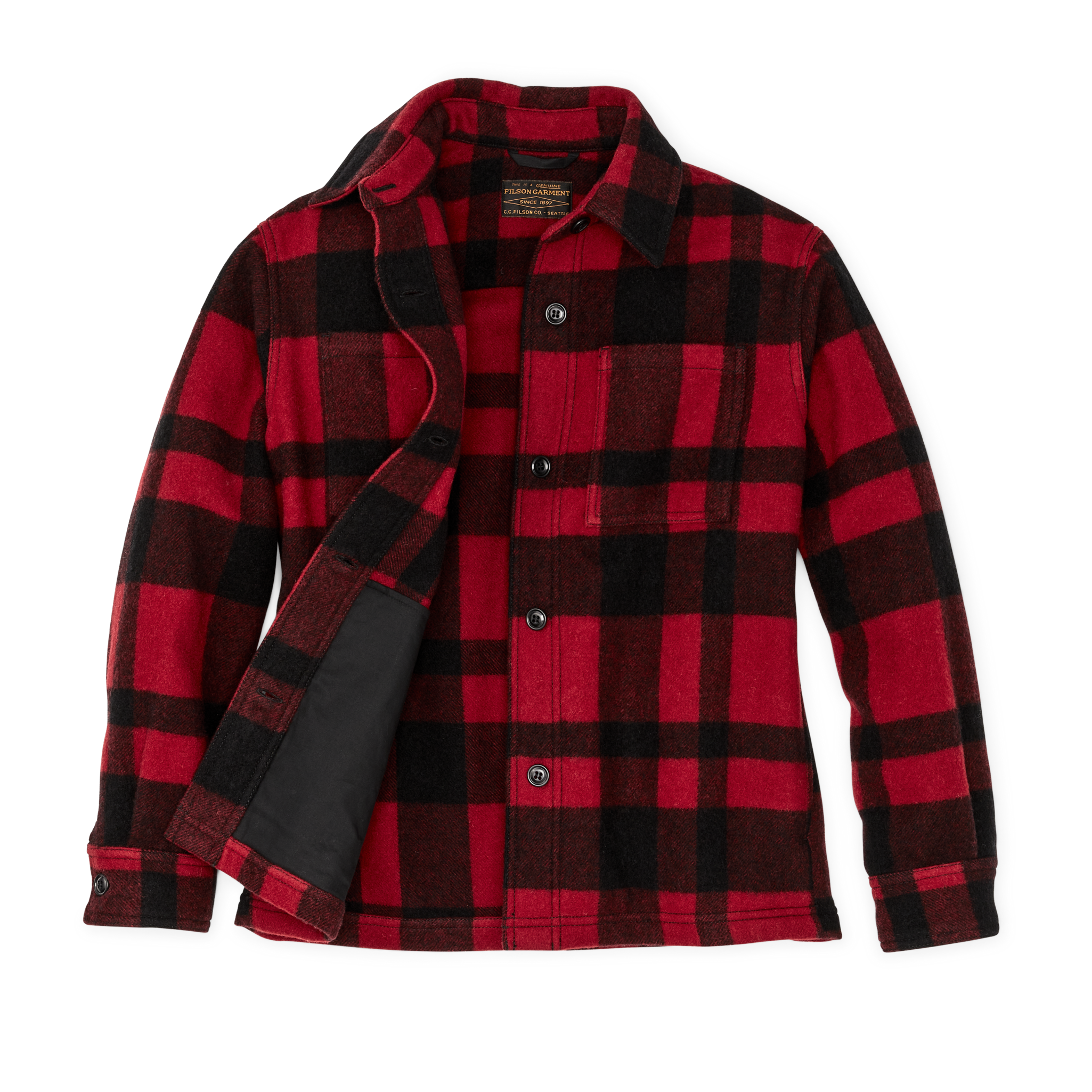 Women's Wool Overshirt - Red / Black Plaid - Image 3