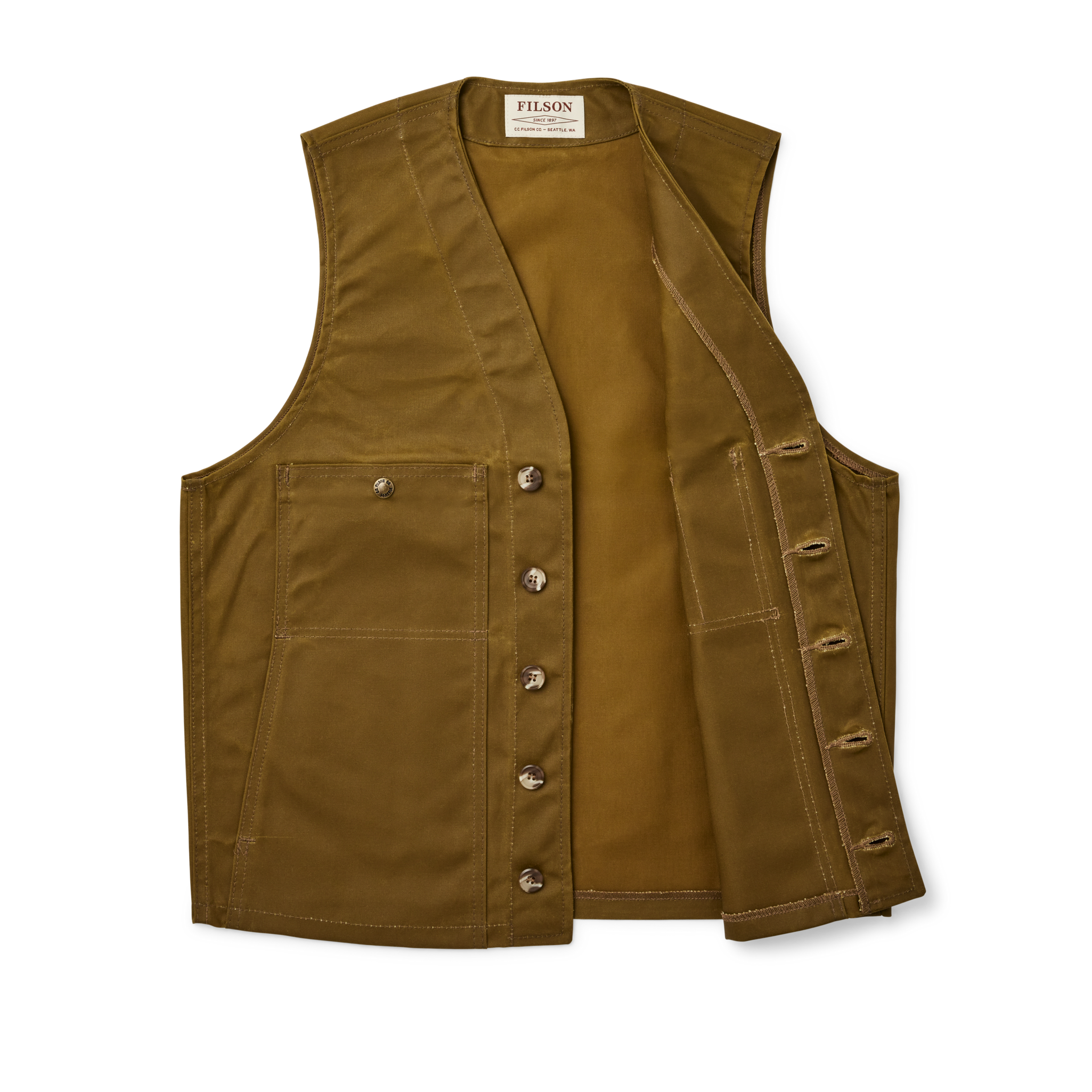Oil Tin Cloth Vest - Dark Tan - Image 5