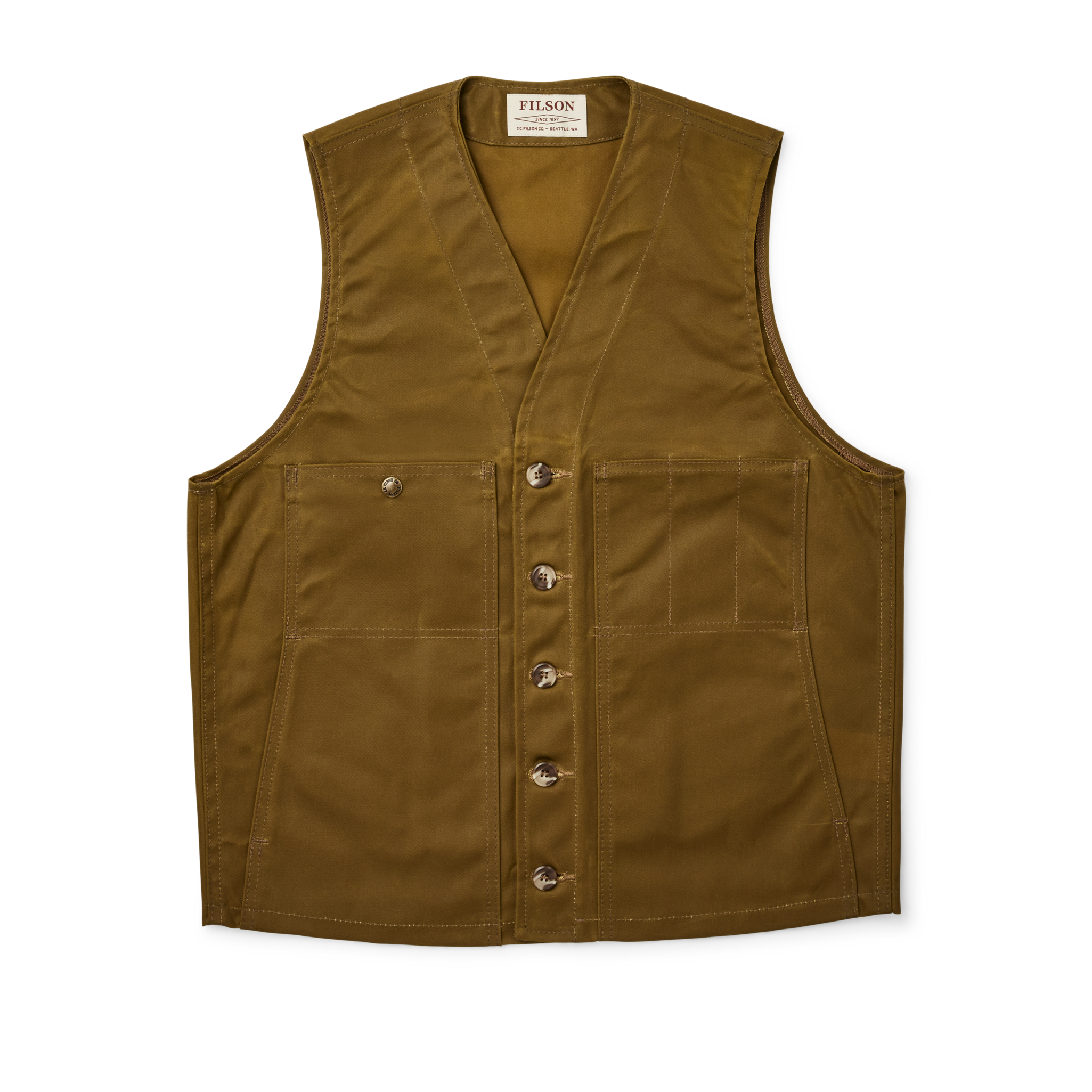 Oil Tin Cloth Vest - Dark Tan - Image 2