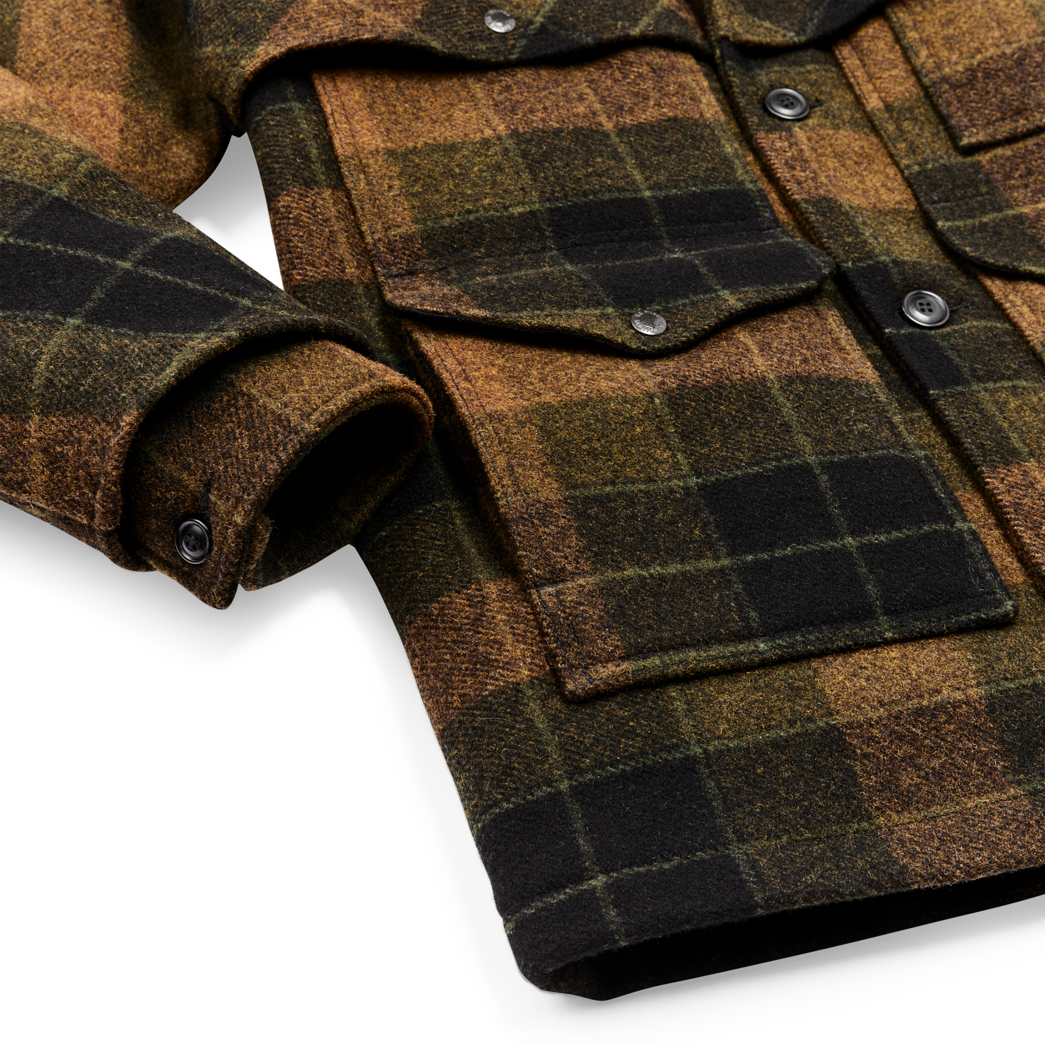 Lined Mackinaw Wool Packer Coat - Loden Heather Plaid - Image 7