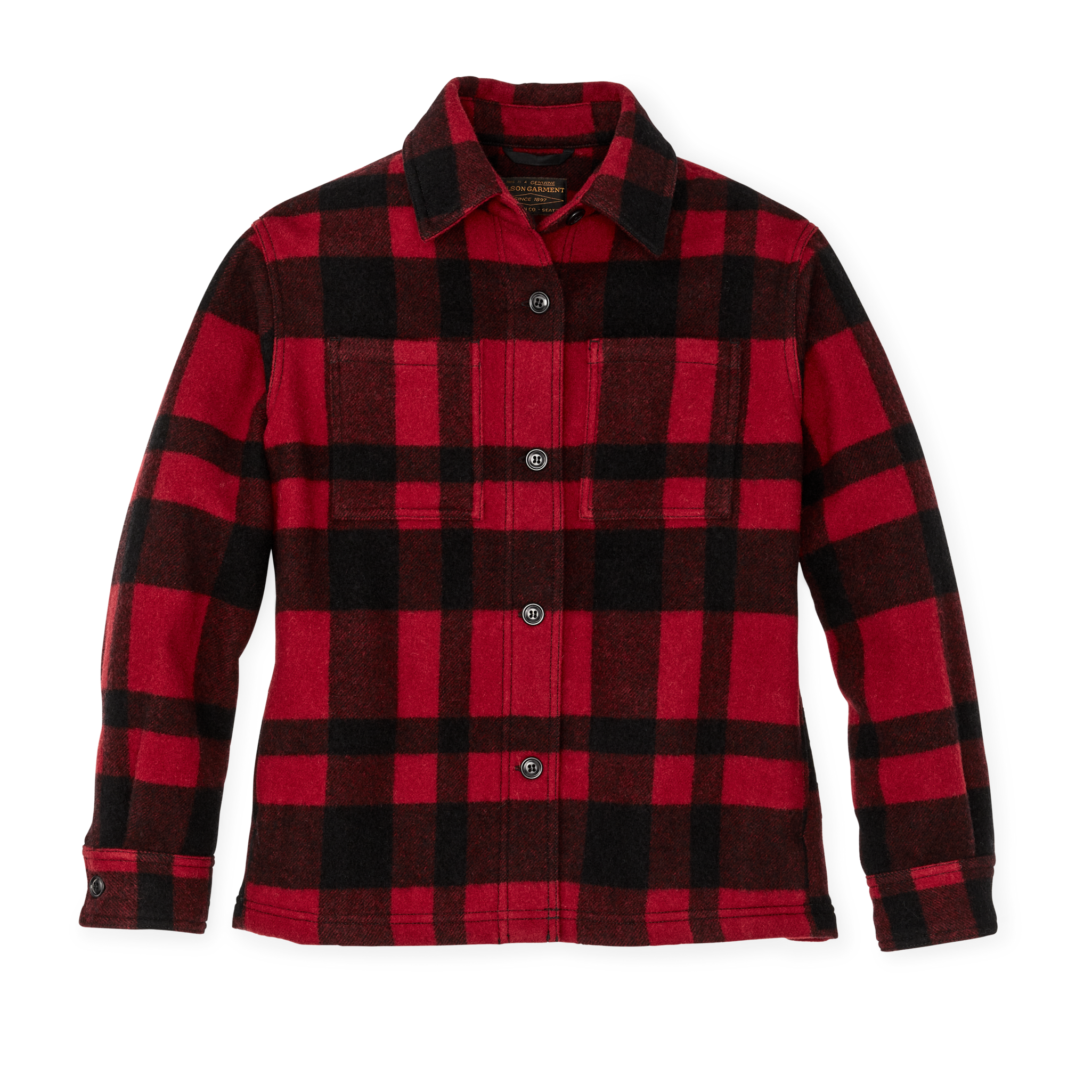 Women's Wool Overshirt - Red / Black Plaid