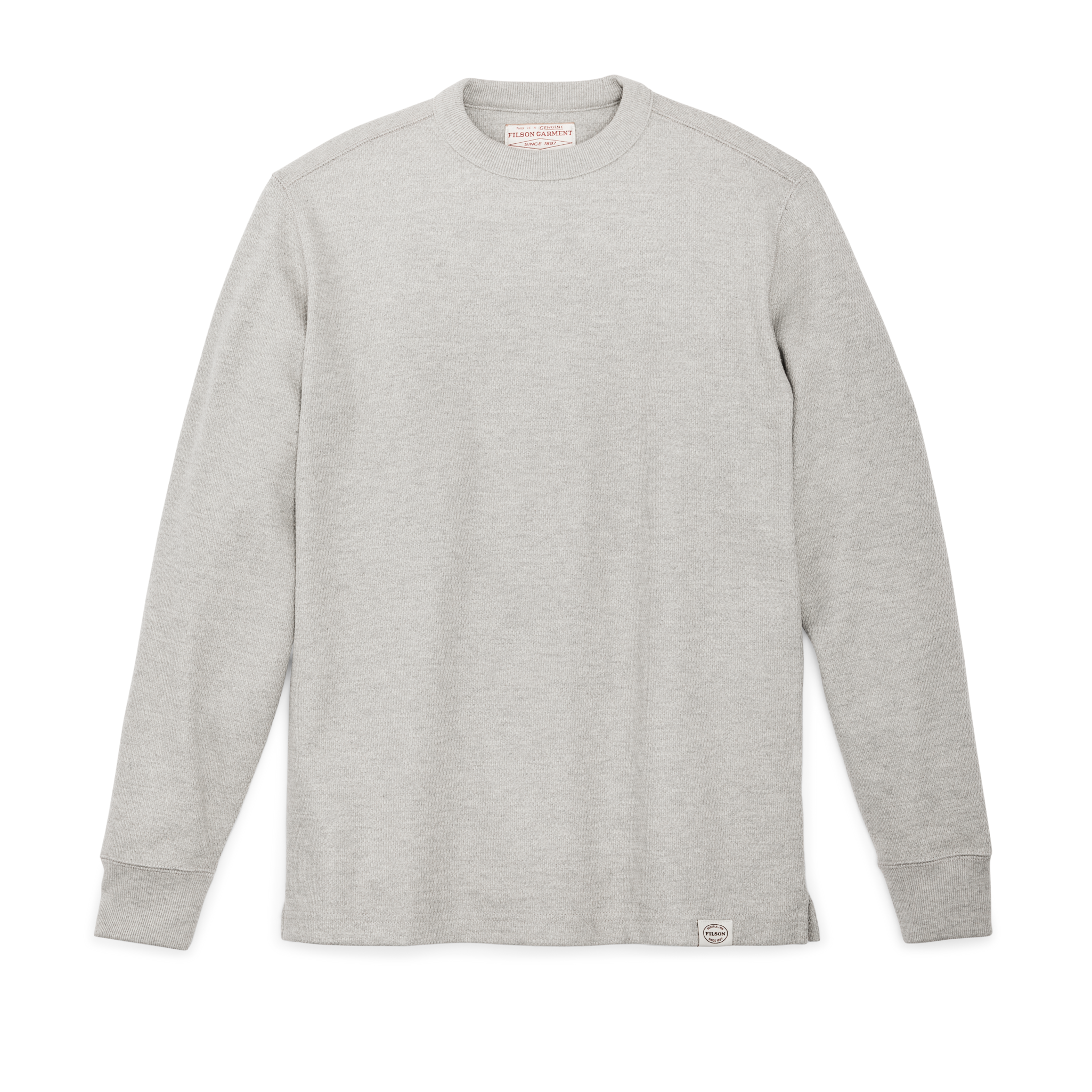 Waffle Knit Thermal Crewneck - Light Heather Gray - Image 3