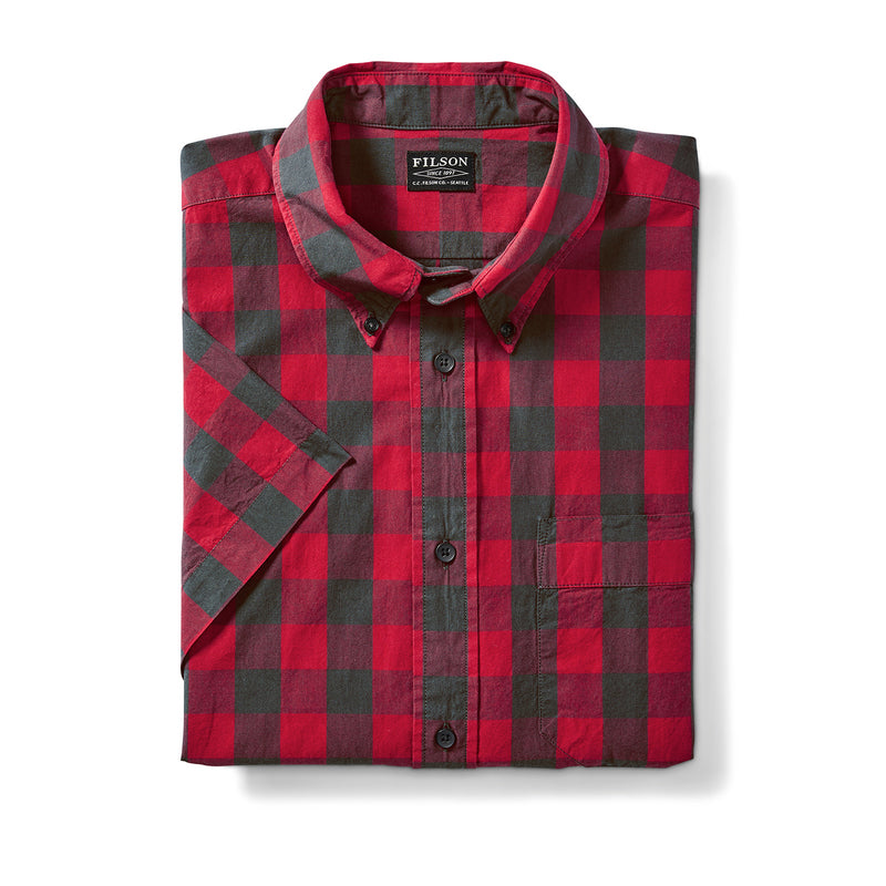Sutter Sport Short Sleeve Shirt - Dark Brown / Scarlet Plaid - Image 3