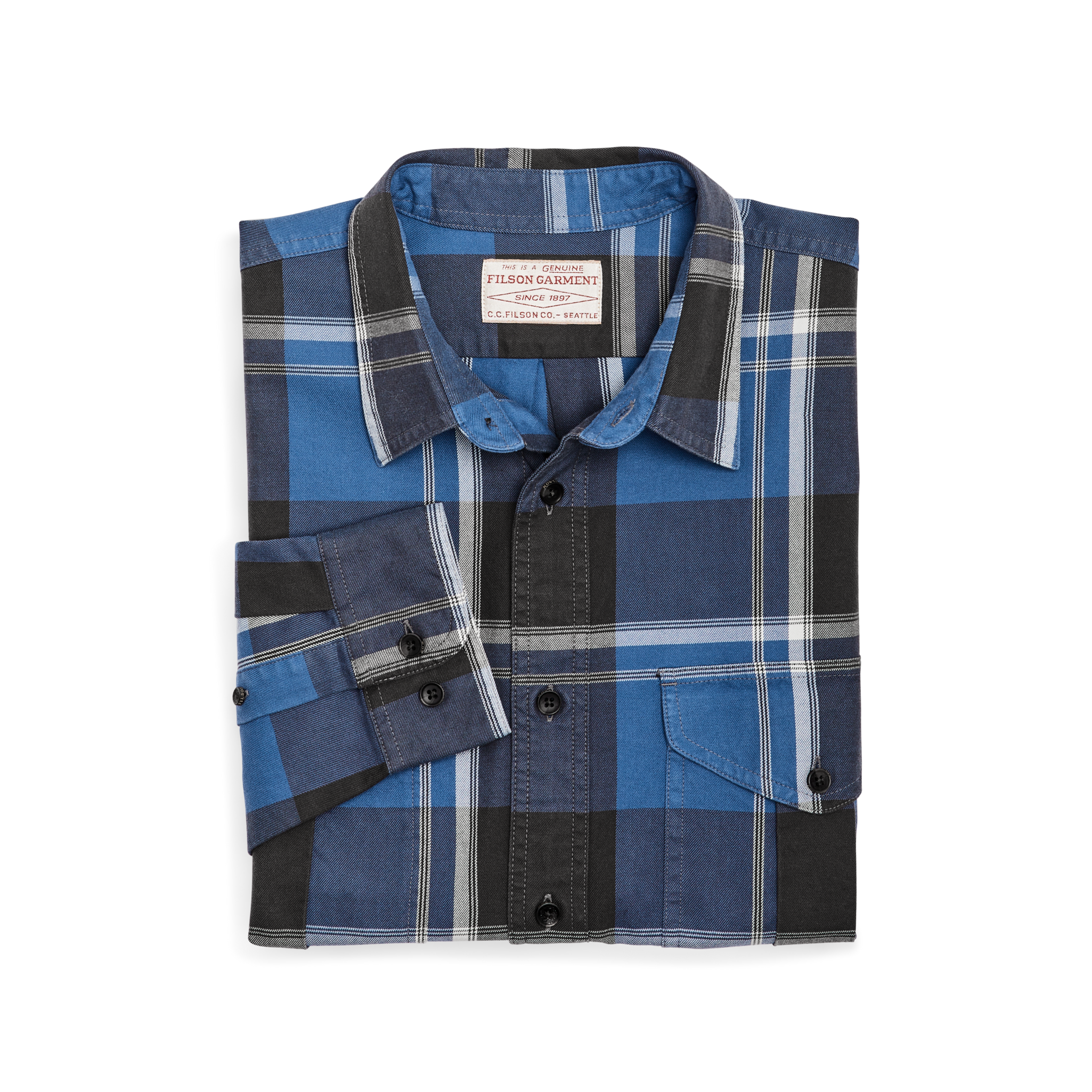 Lightweight Alaskan Guide Shirt - Blue / Faded Black / White Plaid - Image 5