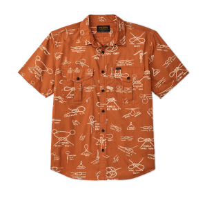 Filson's Washed Short Sleeve Feather Cloth Shirt - Bourbon / Knots