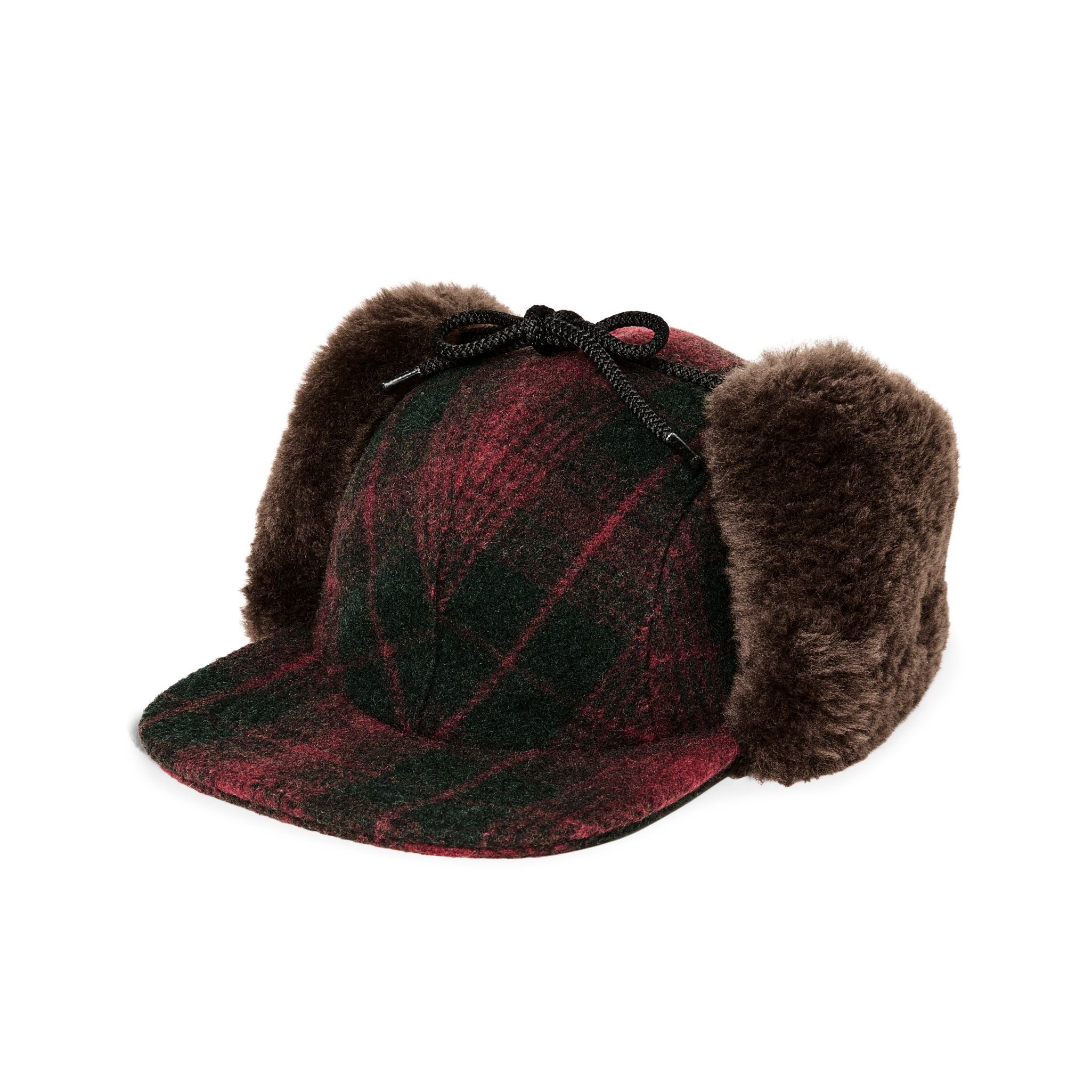 Double Mackinaw Wool Cap - Burgundy / Dark Olive Plaid