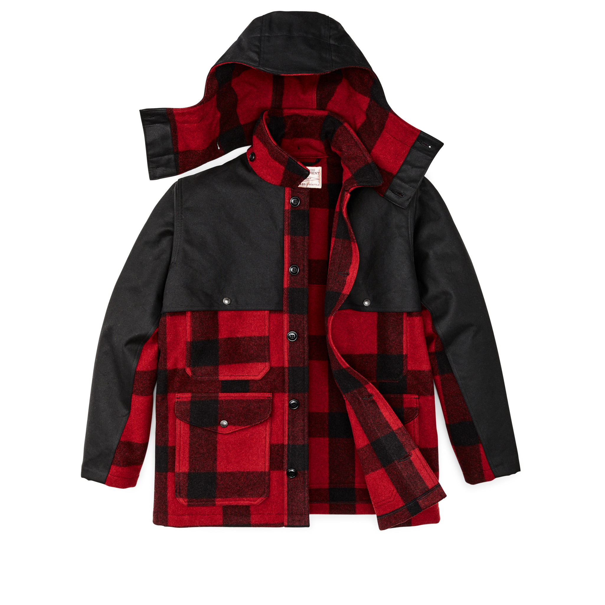 Mackinaw Wool Double Coat - Red Black Classic Plaid - Image 3