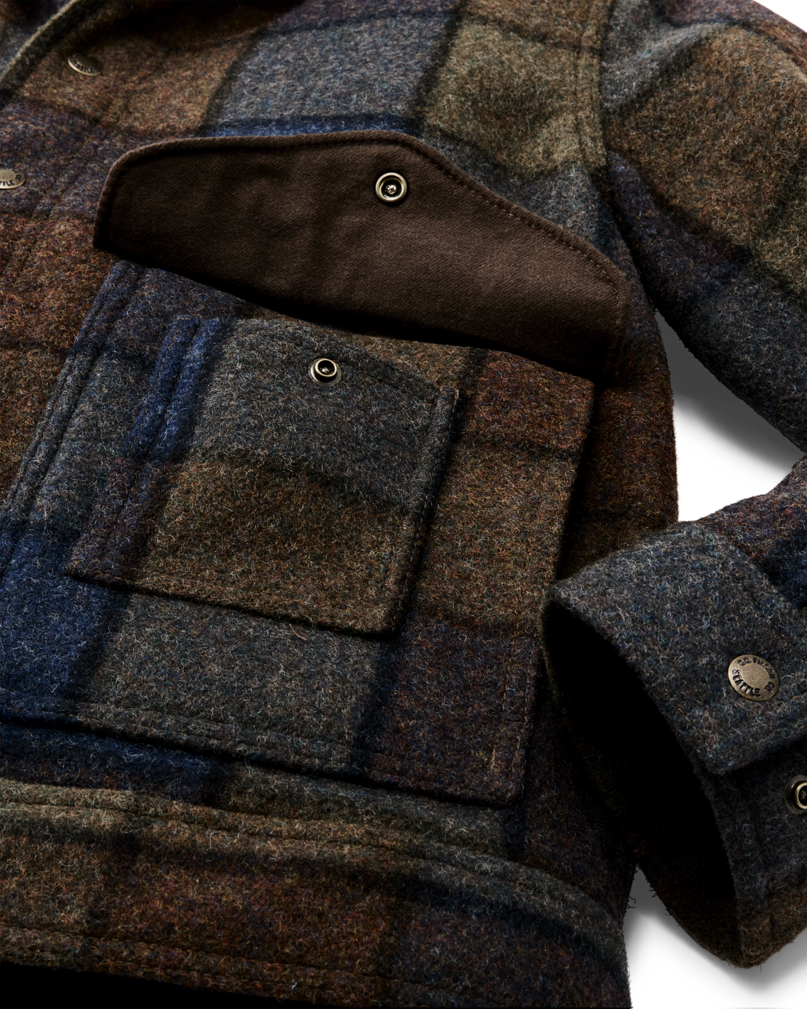 Mackinaw Wool Work Jacket - Blue / Brown / Gray Plaid - Image 7