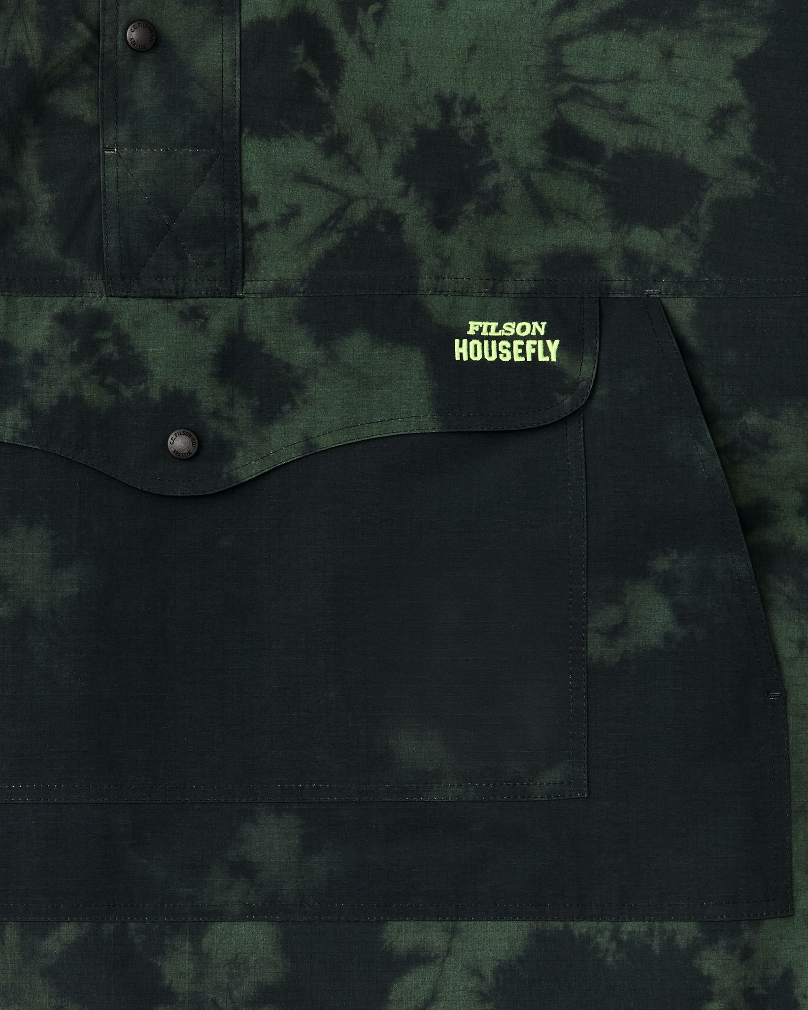 Filson X Housefly Swiftwater Rain Poncho - Dark Green Tie Dye - Image 4