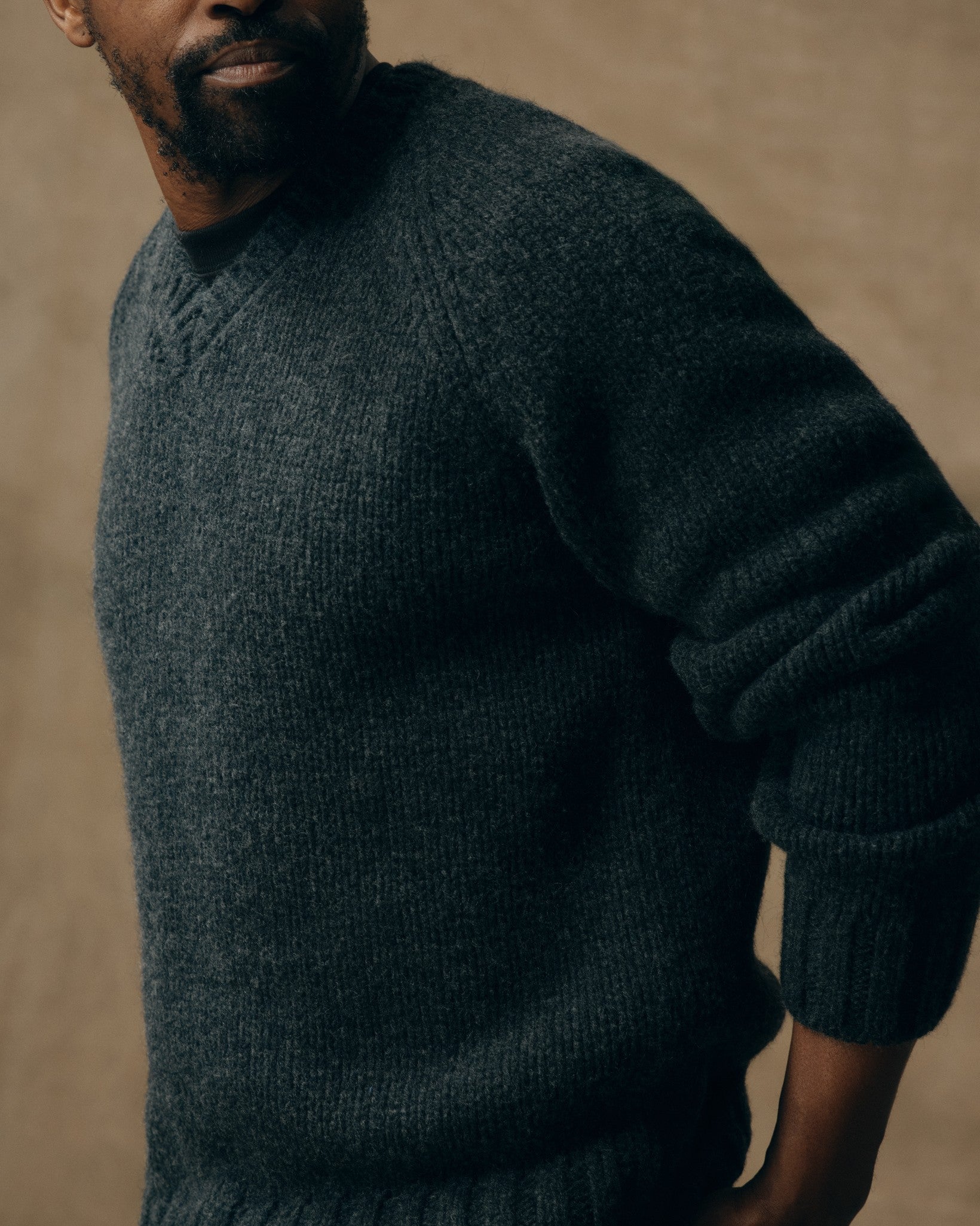 3-gauge Alpaca Blend Sweater - Black Heather - Image 2